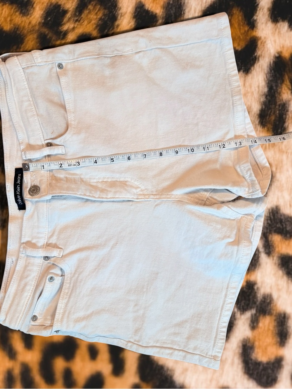Calvin Klein Jeans White Denim Shorts - Picture 6 of 7